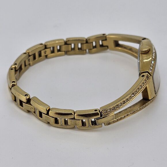 Guess Women's Watch 18MM Gray Dial Crystal Bezel Gold Bracelet 6" New Battery - Picture 10 of 13